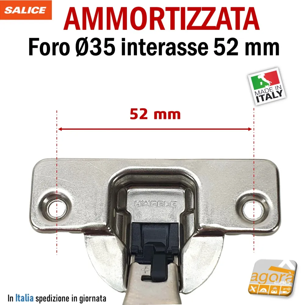 2pz CERNIERA AMMORTIZZATA CUCINA FORO 35mm SOFT RICAMBIO SALICE-WURTH+BASE B.EST int 52