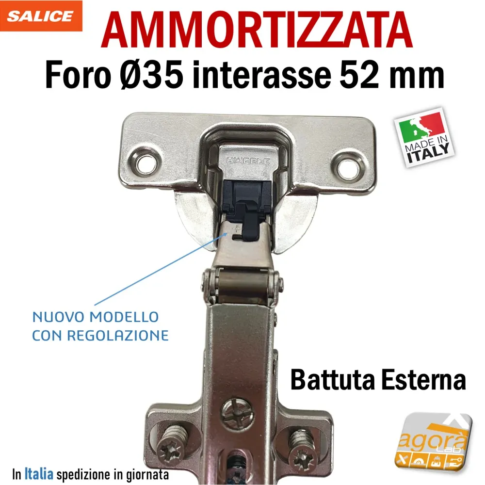 2pz CERNIERA AMMORTIZZATA CUCINA FORO 35mm SOFT RICAMBIO SALICE-WURTH+BASE B.EST int 52