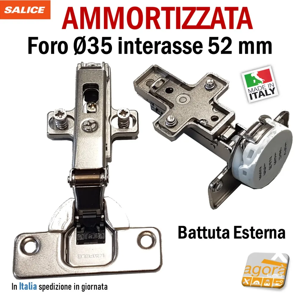 2pz CERNIERA AMMORTIZZATA CUCINA FORO 35mm SOFT RICAMBIO SALICE-WURTH+BASE B.EST int 52