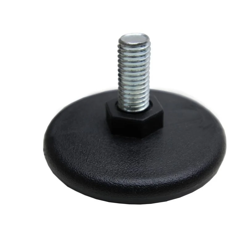 4pz PIEDI PIEDINO REGOLABILE D60 FILETTATO M10x22MM PLASTICA NERA X TAVOLI TELAI.