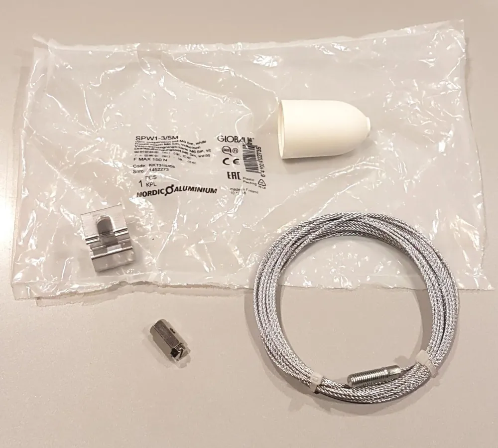 KIT CAVO DI SOSPENSIONE GLOBAL TRACK SPW1-3/5M L.500CM PER BINARIO ELETTRIFICATO.