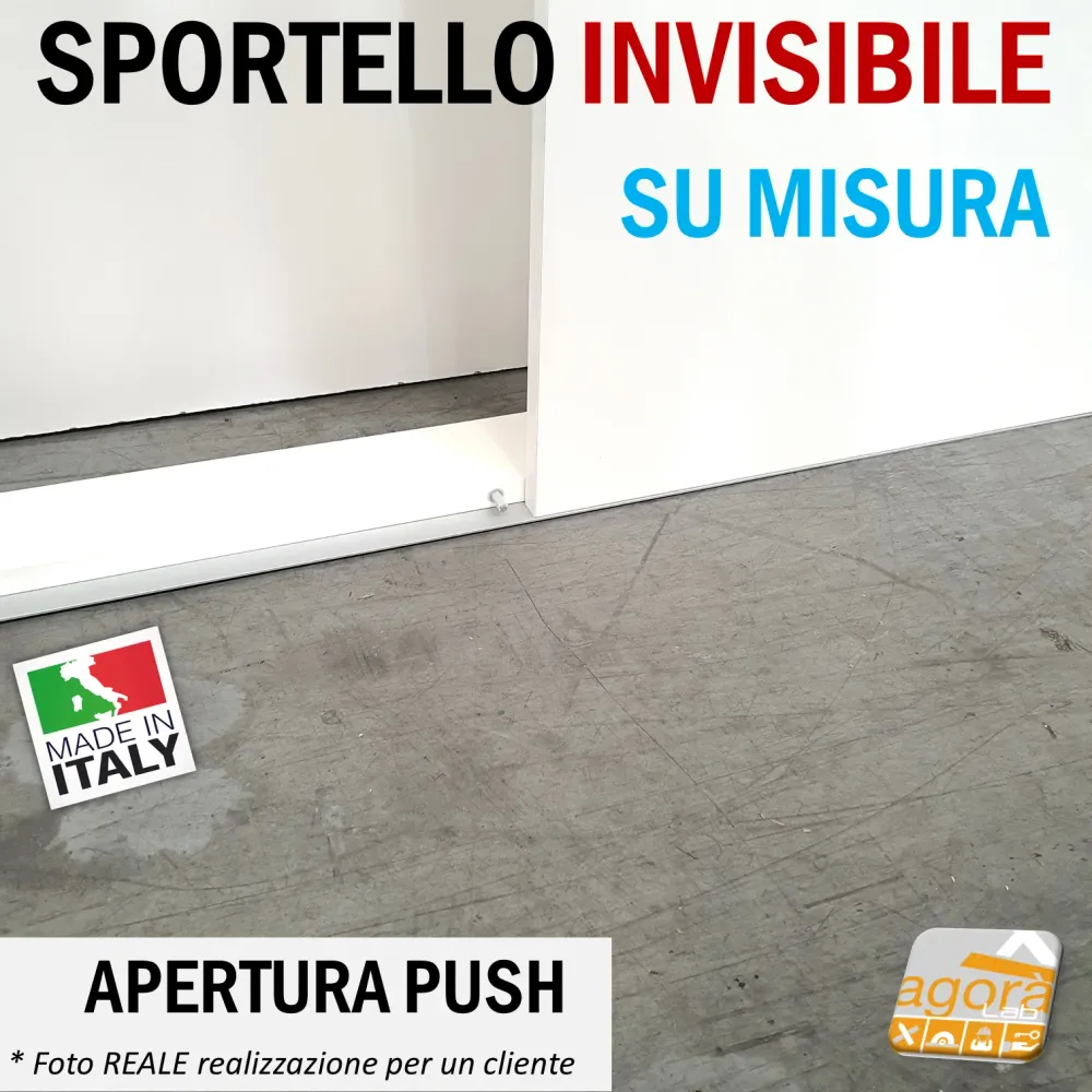 SPORTELLO BOTOLA SU MISURA INCASSO CARTONGESSO FILO INVISIBILE PUSH CORNICE ALLUMINIO