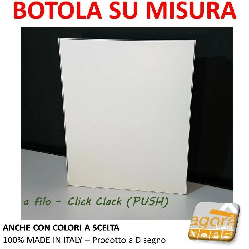 SPORTELLO BOTOLA SU MISURA INCASSO CARTONGESSO FILO INVISIBILE PUSH CORNICE ALLUMINIO