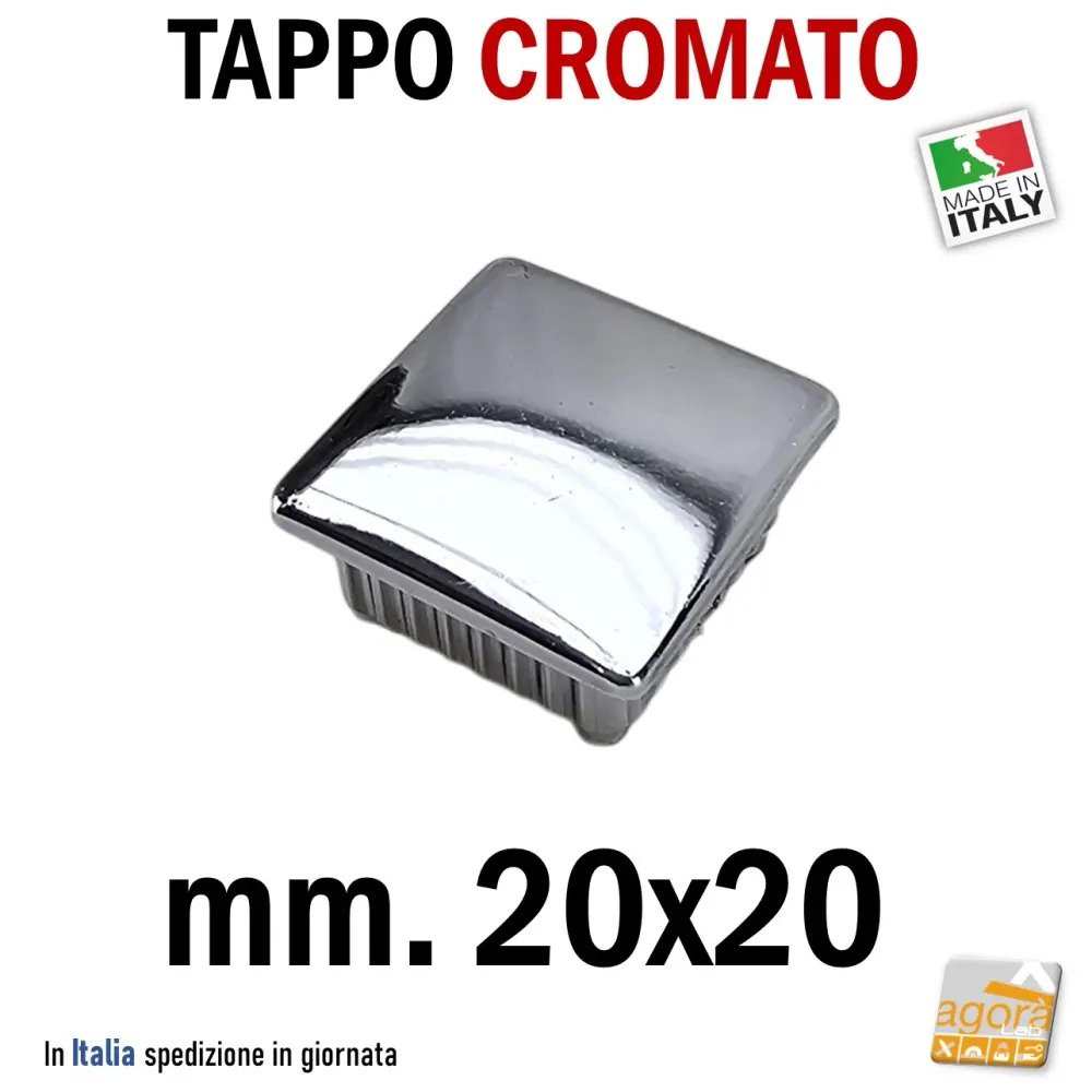 TAPPI TAPPO CROMATO bombato copri testa 20x20x1.5mm ABS PUNTALE cm.2x2 pz10