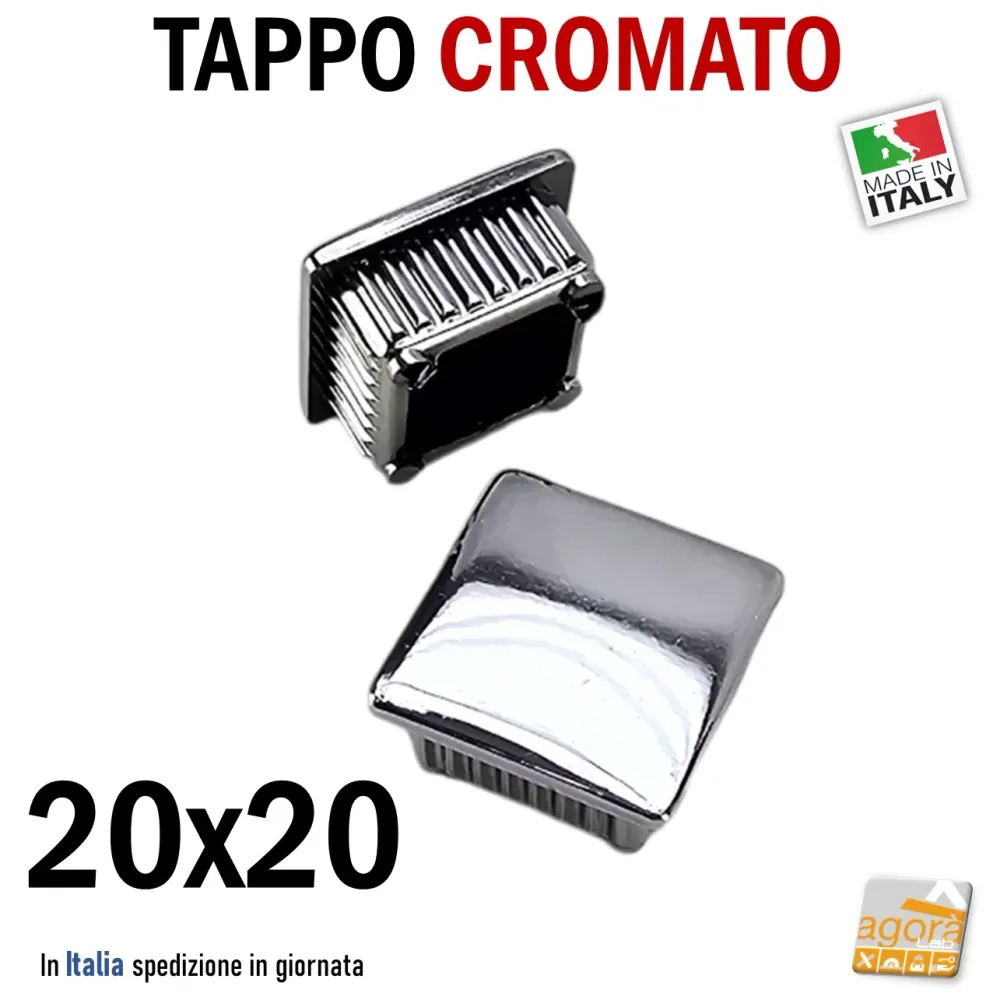 TAPPI TAPPO CROMATO bombato copri testa 20x20x1.5mm ABS PUNTALE cm.2x2 pz10