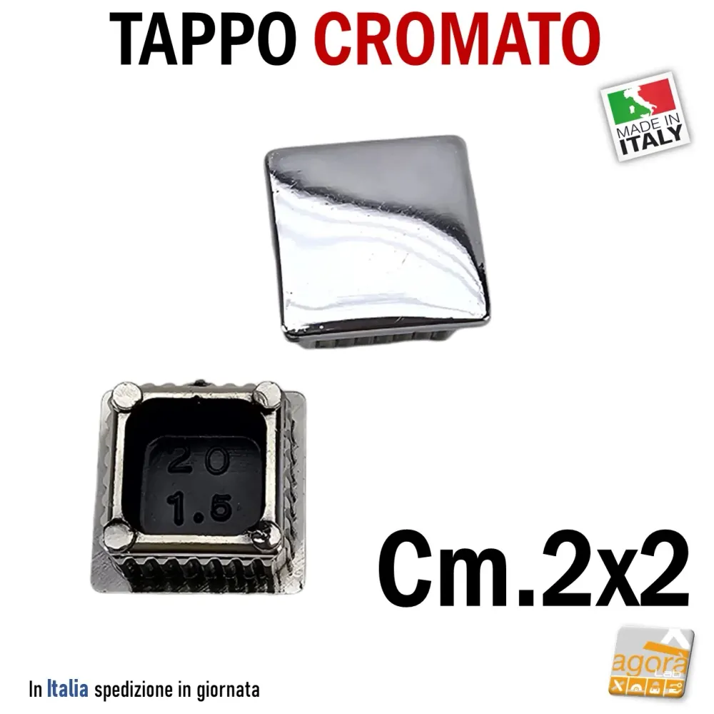 TAPPI TAPPO CROMATO bombato copri testa 20x20x1.5mm ABS PUNTALE cm.2x2 pz10