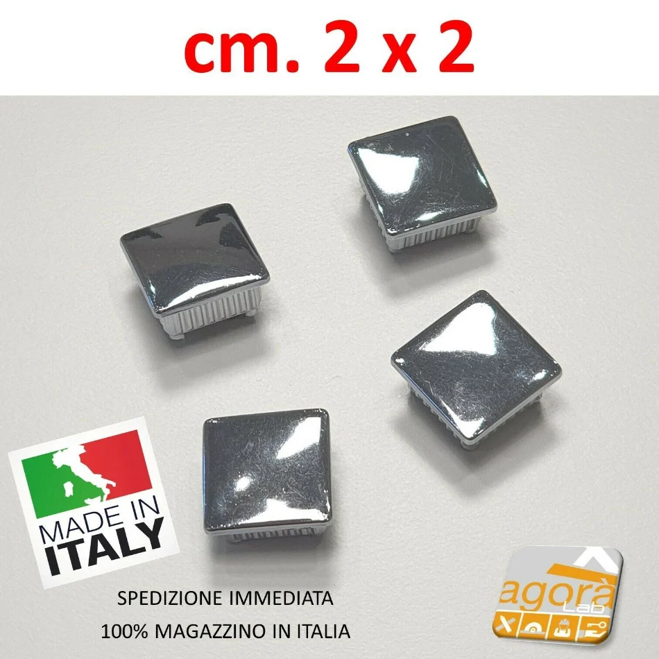TAPPI TAPPO CROMATO bombato copri testa 20x20x1.5mm ABS PUNTALE cm.2x2 pz10