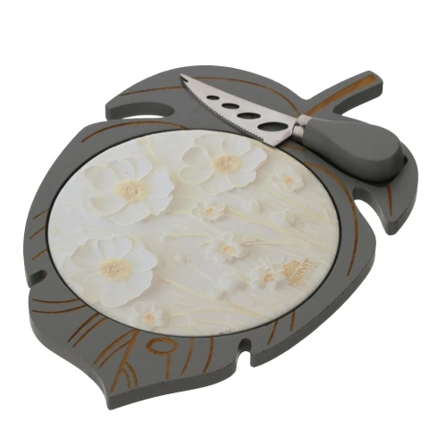 Cerniera Doppio Perno Hervit - Tagliere foglia legno/ceramica tortora