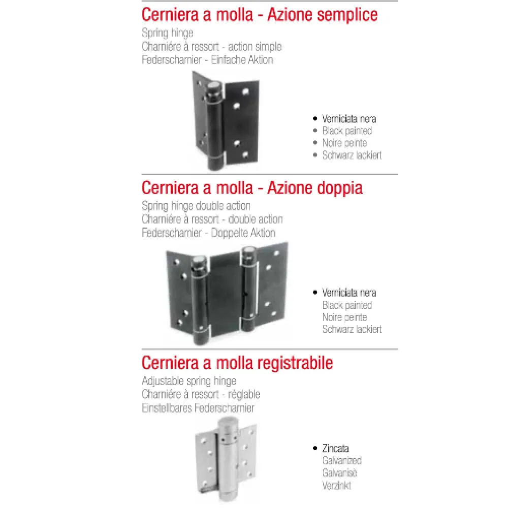 Acciaio Inox Cerniera Molla Adem Azione Senza sforzo o Doppia o Registrabile