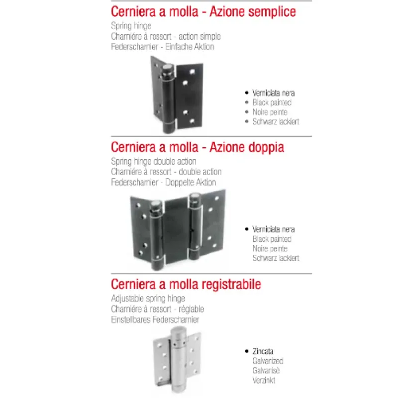 Acciaio Inox Cerniera Molla Adem Azione Senza sforzo o Doppia o Registrabile