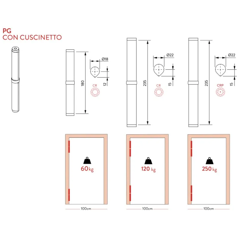 Perno Goccia con Cuscinetto Saldare Justor PG CR Set da 3 Pezzi