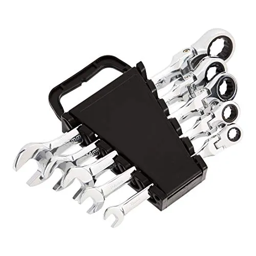 AmazonBasics, set di chiavi e cricchetto, flessibile, metrico, 5 pezzi