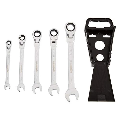 AmazonBasics, set di chiavi e cricchetto, flessibile, metrico, 5 pezzi