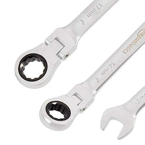 AmazonBasics, set di chiavi e cricchetto, flessibile, metrico, 5 pezzi