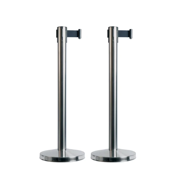 SECURIT - RS-RT-LW-CH - Colonnine segnapercorso Budget Retractable - altezza 88 cm - nastro nero da 210 cm - Securit - set...