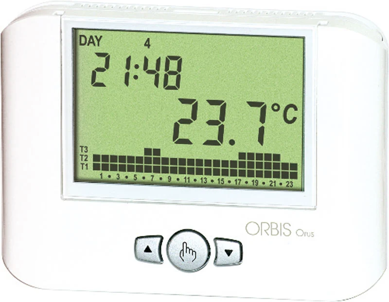 CRONOTERMOSTATO DIGITALE DA PARETE CON COMUNICATORE GSM PROG. GIORNALIERA/SETTIMANALE BIANCO 230V ORBIS OB324800