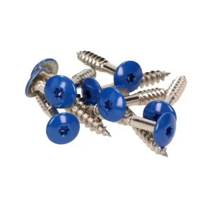 Meisterling Vite per facciate 5,5x35 mm, 100 pz. ( 010030000161 ) - Testa piatta da 12mm, blu genziana, filettatura parzia...