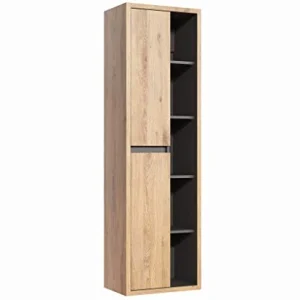 Armadietto alto per il bagno, 170 x 50 x 33 cm, rovere Shetland/grafite DEDIN Aisling