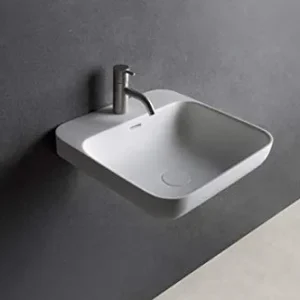 Rockstone - Lavabo sospeso, 40 x 40 cm, colore: Bianco opaco Aisling