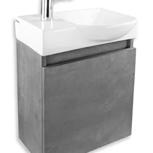 Alpenberger Waschplatz Lavabo ceramica I Mobile sottolavello preassemblato, Colore Grigio I BagnoWC soluzione senza tempo