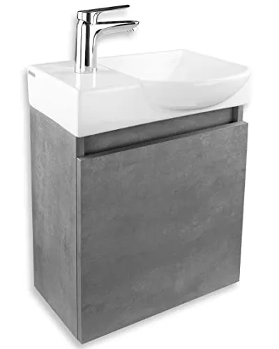 Alpenberger Waschplatz Lavabo ceramica I Mobile sottolavello preassemblato, Colore Grigio I BagnoWC soluzione senza tempo
