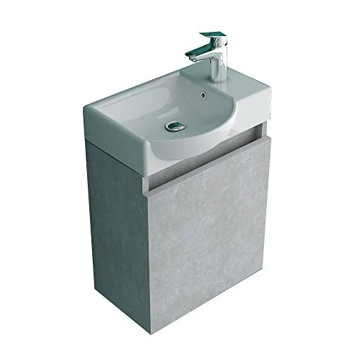 Lavabo di Alpenberger I ceramica sanitaria con mobiletto di alta qualità premontato grigio opaco, per bagno degli ospiti