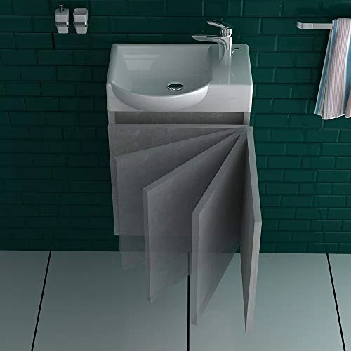 Lavabo di Alpenberger I ceramica sanitaria con mobiletto di alta qualità premontato grigio opaco, per bagno degli ospiti