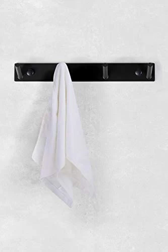 Ambrosya - Portasciugamani Acciaio Inossidabile Nero - Appendiabiti Asciugamani Bagno Ganci Guardaroba (Acciaio Inossidabi...