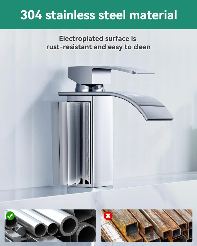 ANYCEE Rubinetto Bagno Lavabo Cascata, Miscelatore Lavabo Bagno con Altezza Bocca 8,5cm, Miscelatore Lavabo Cascata con Ac...