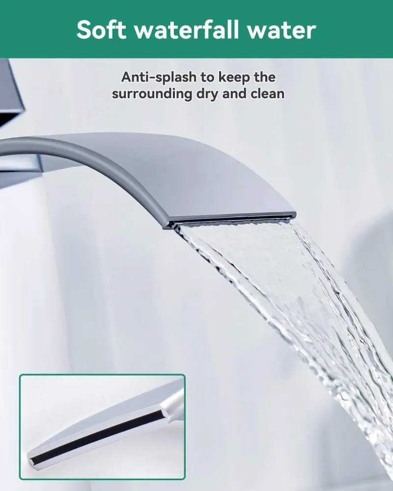 ANYCEE Rubinetto Bagno Lavabo Cascata, Miscelatore Lavabo Bagno con Altezza Bocca 8,5cm, Miscelatore Lavabo Cascata con Ac...