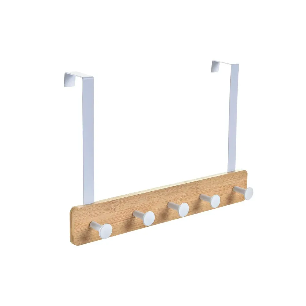 Appendiabiti per Porte Home ESPRIT Bianco Metallo Bambù 38,5 x 4,8 x 25,5 cm