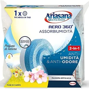 Ariasana Aero 360° Ricarica TAB Fiori di Campo per Dispositivo Aero 360° Kit, Assorbi Umidità Tab al Profumo di Natura, El...