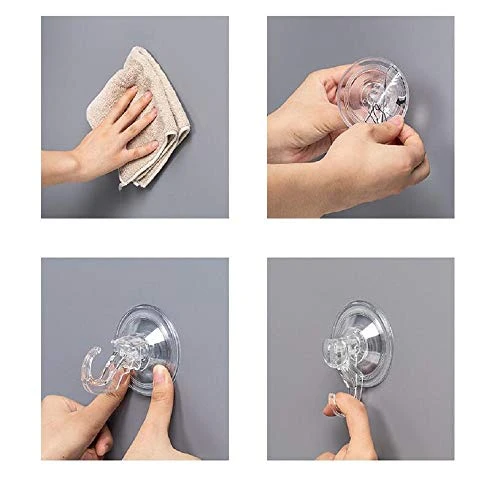JINXM 4 Pezzi Ventose con Gancio Ganci Ventosa Resistenti per Bagno Gancio Ventosa Forte Senza Trapano Ventose Arredi Casa