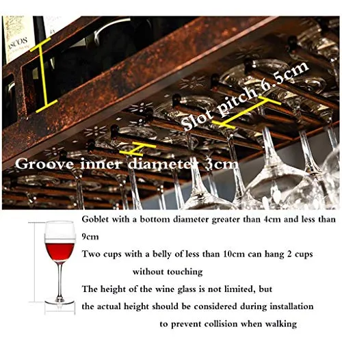 KELITINAus Cremagliera Della Bottiglia Di Vino Soffitto Rack Goffratura Processo Calice Calici Rack, Retro Bar Decorazioni...