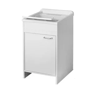 Mobile lavatoio,cm.45x50x85, kit, 1 anta,vasca e asse lavapanni,resina bianco Arredobagnoecucine