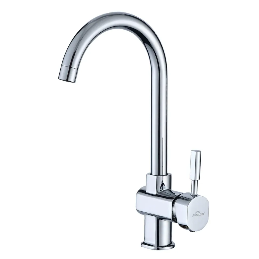 Auralum Rubinetto Lavello Cucina Cromato Girevole 360 °, Miscelatore Cucina Monocomando Per Lavandino,Rubinetti Acqua Cald...