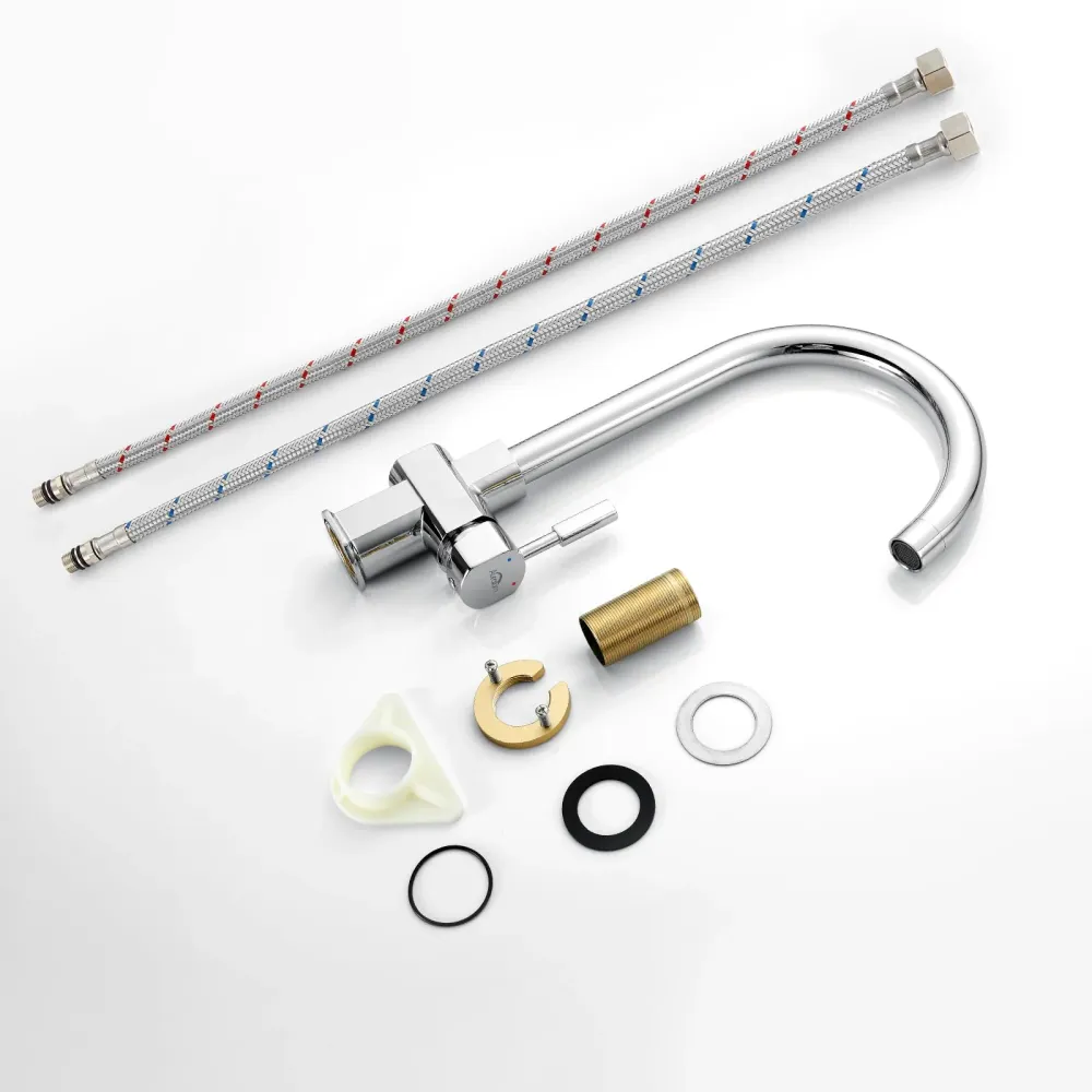 Auralum Rubinetto Lavello Cucina Cromato Girevole 360 °, Miscelatore Cucina Monocomando Per Lavandino,Rubinetti Acqua Cald...