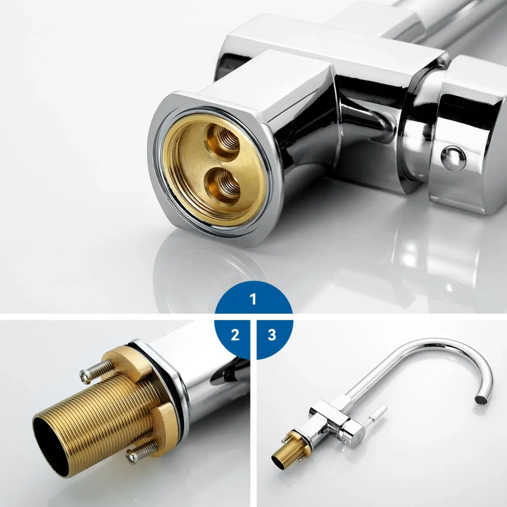 Auralum Rubinetto Lavello Cucina Cromato Girevole 360 °, Miscelatore Cucina Monocomando Per Lavandino,Rubinetti Acqua Cald...