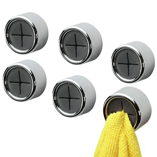 BangShou 6Pcs Premium Rotondo Gancio Autoadesivo Asciugamani Gancio Portasciugamani Senza Foratura Gancio per Bagno, Cucin...