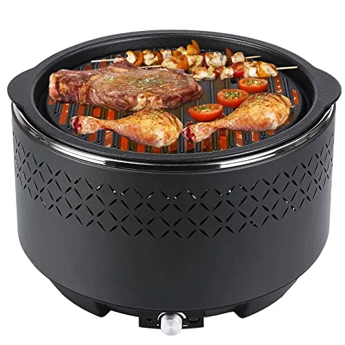 Barbecue Carbone, Barbecue Carbonella Senza Fumo, Grill da Tavolo, Barbecue Portatile Ø 34 x 22 cm, con Ventilatore Incorp...