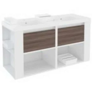 Bath + lavabo con 2 cassetti e 2 ripiani con lavabo resina Bsmart esche/bianco/bianco Bath+