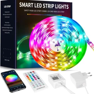 Beaeet Striscia LED 10 Metri,Strisce LED Colorati Dimmerabile con Controller Bluetooth Musica Sincronizza la Adatto per In...