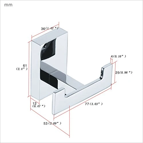 Beelee BA9203 - Gancio Portasciugamani, ottone, Cappotto Gancio doppio gancio per bagno cucina, Montaggio parete, Cromo Lu...