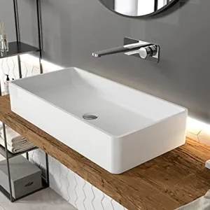 Lavabo da appoggio solid surface PB2013-80 x 40 x 14,5 cm - bianco opaco Bernstein Badshop
