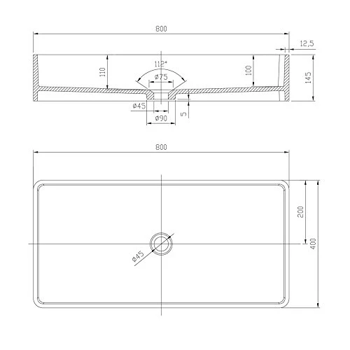 Lavabo da appoggio solid surface PB2013-80 x 40 x 14,5 cm - bianco opaco Bernstein Badshop