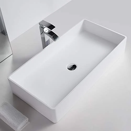 Lavabo da appoggio solid surface PB2013-80 x 40 x 14,5 cm - bianco opaco Bernstein Badshop