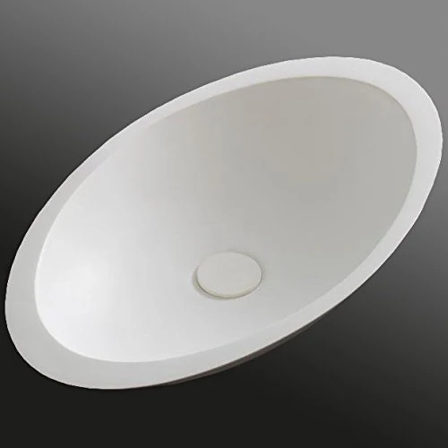 Lavabo da appoggio TWA05 di colata minerale (Pure Acrylic) - Lucido - 60,5 x 38 x 14,5 cm, Piletta Pop-up:Con piletta Pop-...