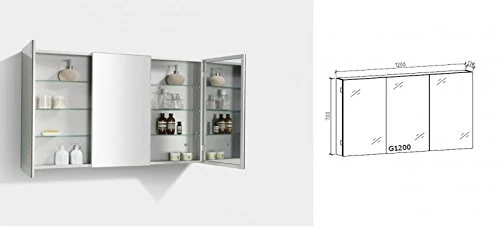 Mobile da bagno LAURANCE 1200, nero opaco - armadietto specchio e specchio scelta, Specchio:Senza specchio, Versione:Lavab...