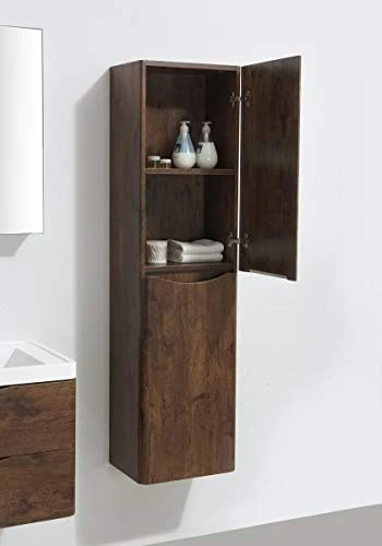 Mobile da bagno SMILE 1200 - palissandro -, Con armadietto specchio G1200, Con colonna sospesa sinistra & destra Bernstein...
