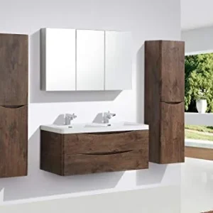 Mobile da bagno SMILE 1200 - palissandro -Con armadietto specchio G1200, Con colonna sospesa destra Bernstein Badshop
